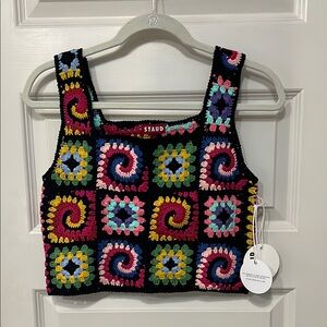 STAUD Crochet Tank Top